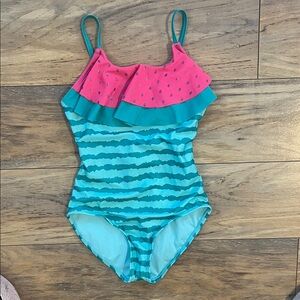Cat & Jack Pink and Blue Kids Swim One Piece